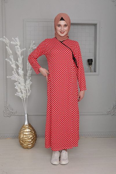 Kutay Collection Εποχιακό βαμβακερό φόρεμα προσευχής με πουά σχέδιο