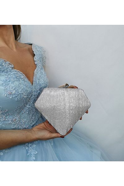 NAZART Geantă de seară portofoliu pentru rochie de seară argintie laser pentru femei