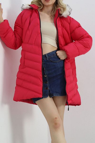 ipekse Fuchsia Fur Hooded Coat - 5129.1555.Erc3025