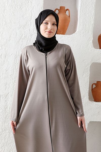 Kutay Collection Εποχιακό γυναικείο φόρεμα προσευχής με φερμουάρ - λεπτό ύφασμα
