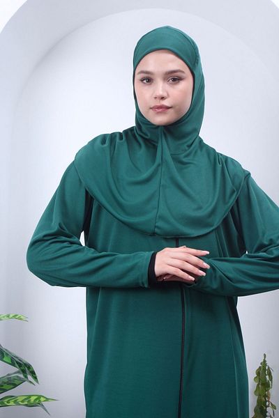 Kutay Collection Γυναικείο φόρεμα προσευχής - Εποχιακό, Ολόσωμο, Με Μαντίλι, Μονόχρωμο - Ρούχα προσευχής και Flowy Ferace