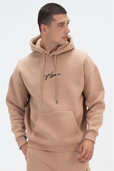 HYPERS Φούτερ με κουκούλα Signature Beige Oversize