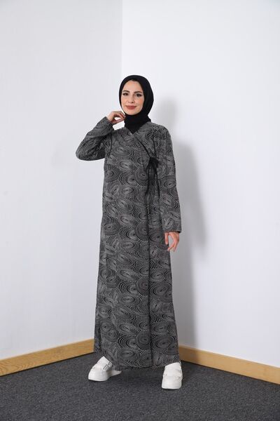 Kutay Collection Gray Hijab Seasonal Dress - Anti-Sweat Prayer Clothing, Flowy Ferace