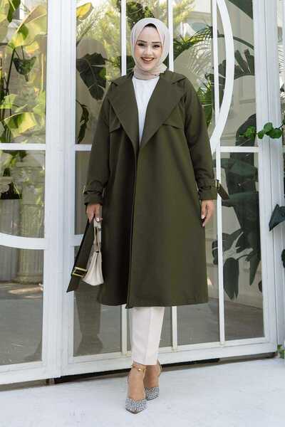 EBRUTESETTÜR Trench Coat with Mobile Belt Adjustable Sleeves