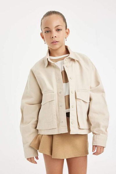 DeFacto Girl's Gabardine Double Pocket Long Sleeve Shirt C0460A824Au