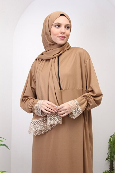 Kutay Collection Mevsimlik Kendinden Başörtülü Şık Kadın Namaz Elbisesi