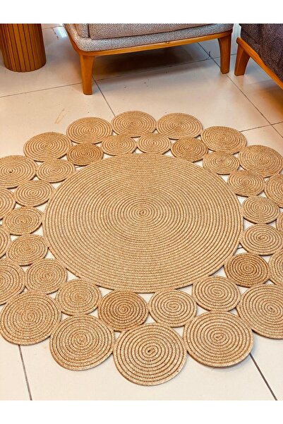 bestiva hasır jüt halı el örgüsü halı kilim yıkanabilir çift taraflı yuvarlak