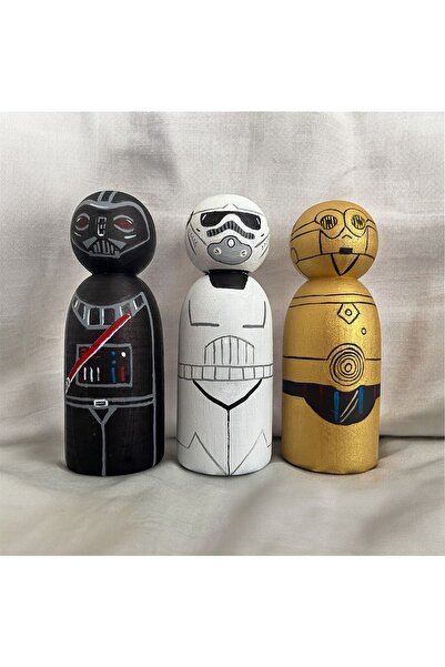 Star Wars Karakterleri Peg Doll, Waldorf, Doğal Ahşap Oyuncak, Star Wars Universe Kokeshi Doll