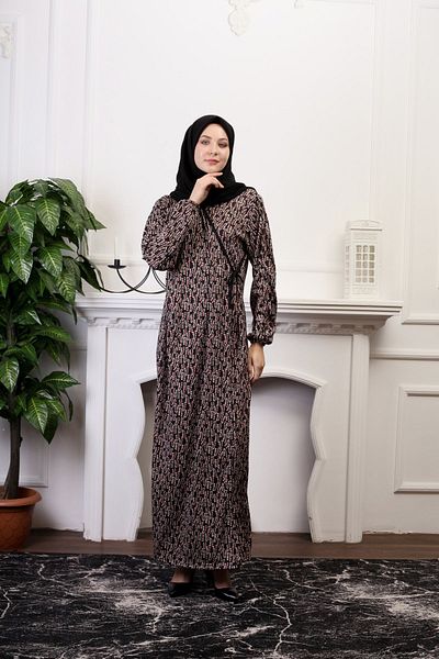 Kutay Collection Double Breasted Cut Women's Prayer Dress - Seasonal and Tie-Up Practical Hijab Dress