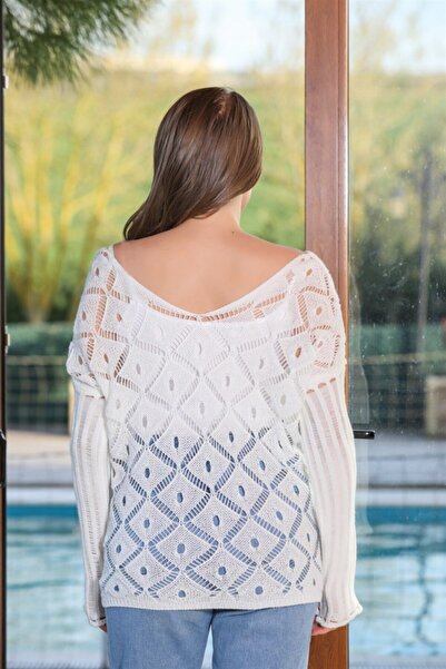 AQE FASHION Γυναικεία Εποχιακά Πλεκτά Λευκή Μπλούζα