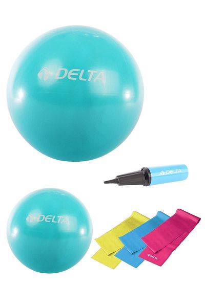 Delta Suitable for 160-169 Cm Height Range - 65 Cm and 25 Cm 2 Pilates Balls, 3-piece Pilates Tape and Pump Set of 6