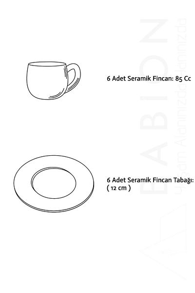 Erbaşlar Sakura Flower 12 Piece Luxury Ceramic Coffee Cup Set Turkish Coffee Cup