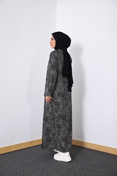Kutay Collection Gray Hijab Seasonal Dress - Anti-Sweat Prayer Clothing, Flowy Ferace