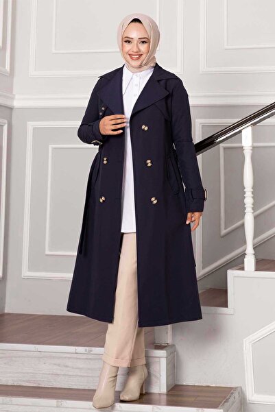 EBRUTESETTÜR Comfortable Fit Double Breasted Button Detailed Sleeves Adjusted Trench Coat