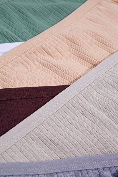 Humaone %100 Pamuklu,Yüksek Bel, Fitilli, 6'lı Kadın Külot 2 Siyah, 2 Gri, 2 Beyaz