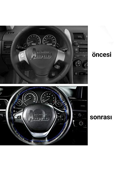 Asegaraj Fiat Doblo Uyumlu (2010-2021) Dikmeli Direksiyon Kılıfı Soft Siyah (38×10.5CM)