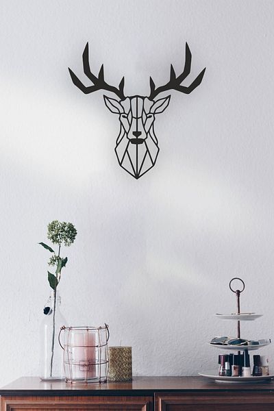 Numa Concept 40x40 Cm Laser Cut MDF Deer Head Wall Decoration
