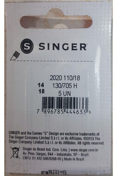 SİNGER Βελόνα Ραπτομηχανής & Κεντήματος Μέγεθος 18 2020 110/18