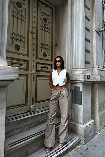 Eka Μπεζ Γυναικείο Παντελόνι Αλεξίπτωτο 1026-1044