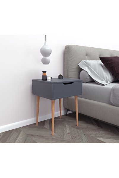 Ankara Mobilya Atlas Tek Çekmeceli Antrasit Komodin