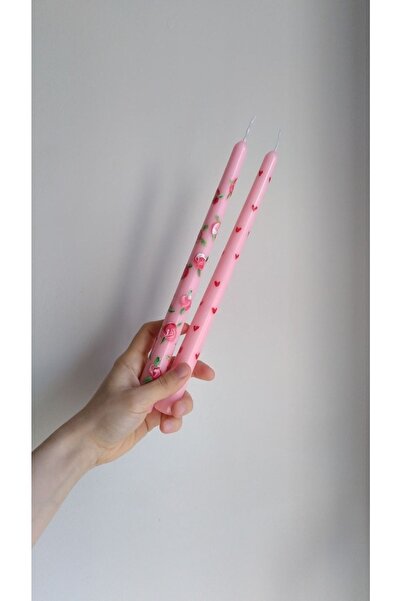 NYMPHİS Şamdan Mumu 2 Adet Gül&kalp Tozpembe