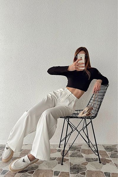 Siggn Palazzo-Hose mit hoher Taille und weitem Bein