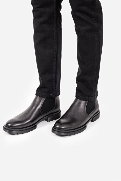 LUSIVE Hakiki Deri Siyah Su & Soğuğa Dayanıklı Kürklü Erkek Kışlık Bot LUASS25AL0030