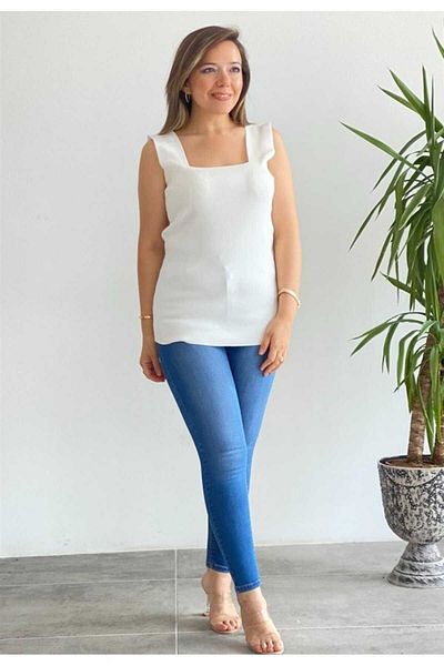IŞILDA FASHION Women's Clothing Plus size 60 cm length Square Collar Knitwear Athlete Blouse