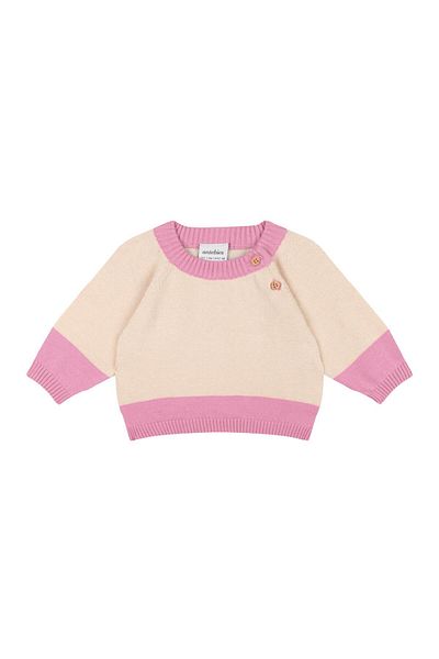 Antebies Pink Contrast Cream Knitwear Set
