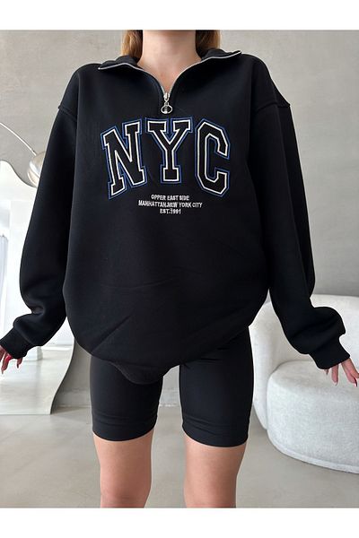 IŞILDA FASHION NYC BESTICKTES REISSVERSCHLUSS-SWEATSHIRT