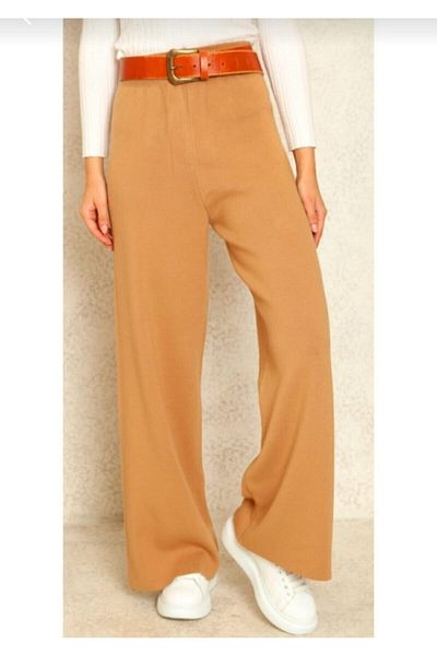 IŞILDA FASHION Γυναικείο πλεκτό παντελόνι με φαρδύ πόδι