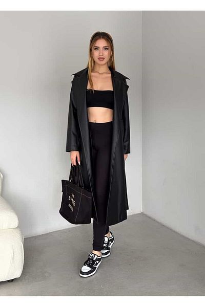 IŞILDA FASHION Dámské oblečení Trenčkot s páskem z umělé kůže