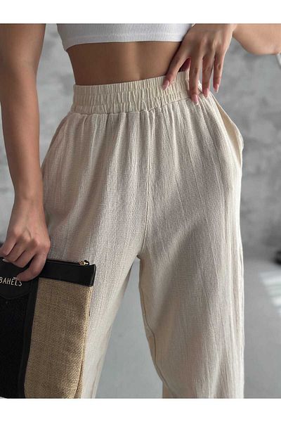 IŞILDA FASHION WOMEN'S WEAR LINEN COMFORTABLE PANT