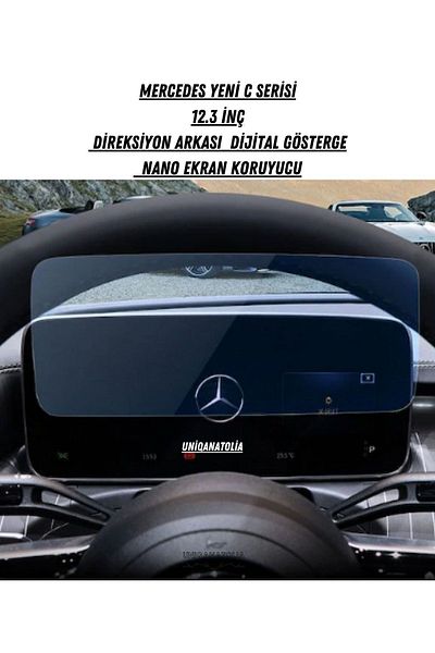 UniqAnatolia Mercedes New C Series - 12.3 Inch Digital Display, Nano Screen Protector Steering Wheel Back