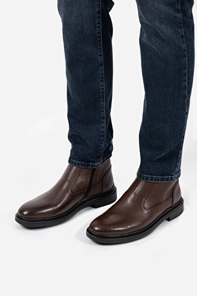 LUSIVE Comfortable Zippered Genuine Leather Men's Winter Boots - Brown Luass25Al0034