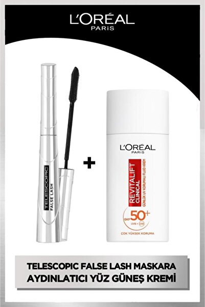 L'Oreal Paris False Lash Telescopic Fiber Maskara & Revitalift Clinical Spf 5...