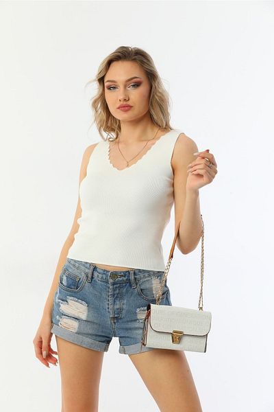 IŞILDA FASHION Women's Clothing Knitwear V-Neck Thick Strap Body