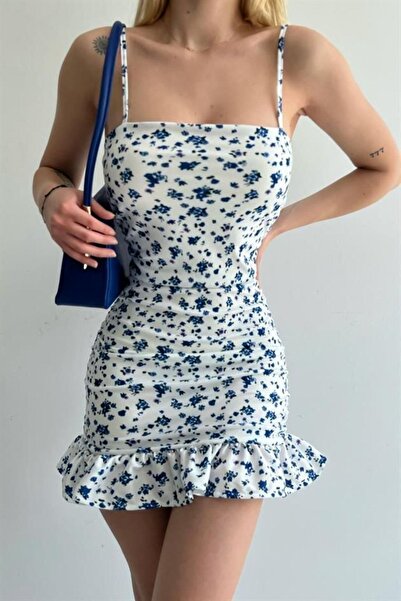 IŞILDA FASHION ملابس نسائية فستان قصير منقوش عليه زهور