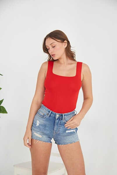 Pearls of Home Női Crop felső - piros - Fitting Crop - 15 különböző színben - Rugalmas kötött kötöttáru Női sportoló