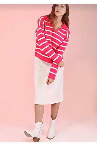 IŞILDA FASHION Îmbrăcăminte pentru damă Pulover tricotat cu model în dungi