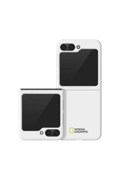 NATIONAL GEOGRAPHIC Slim Fit Case V3 Galaxy Z Flip 5 Small Logo - White