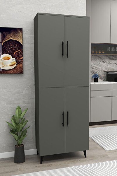 Zuesse Dizayn Meta 6 Raflı 4 Kapaklı Çok Amaçlı XL Dolap Mutfak Banyo Balkon ...