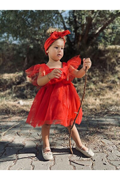 meqlife Червена сатенена вечерна рокля за момичета - рокля за празнуване на рожден ден