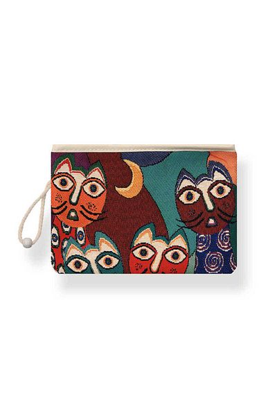 Bursa İpek Cat Patterned Tapestry Wallet