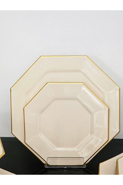 Barok 6-Piece Serving Plate Cream Gold Glass