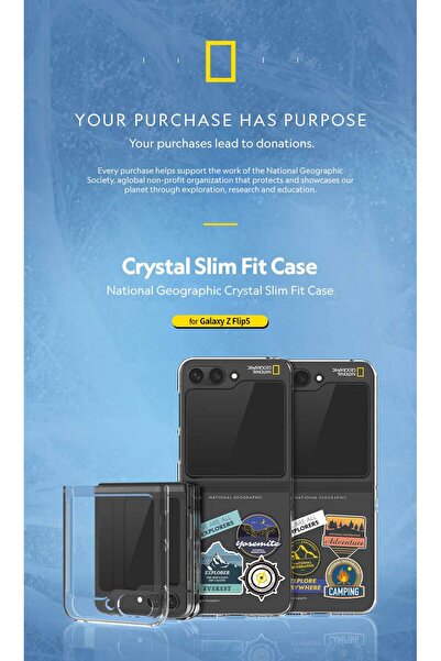 NATIONAL GEOGRAPHIC Crystal Slim Fit Case Galaxy Z Flip 5 Basic Logo - Transparent