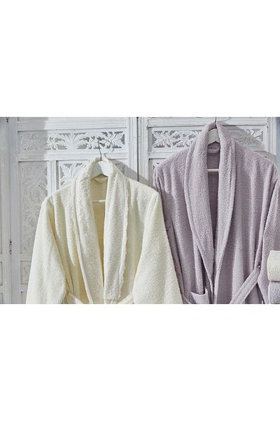 ELVİRAHOME 100% Cotton Lace Laced 6-Piece Family Bathrobe Set, Bathrobe Set, Dowry Set