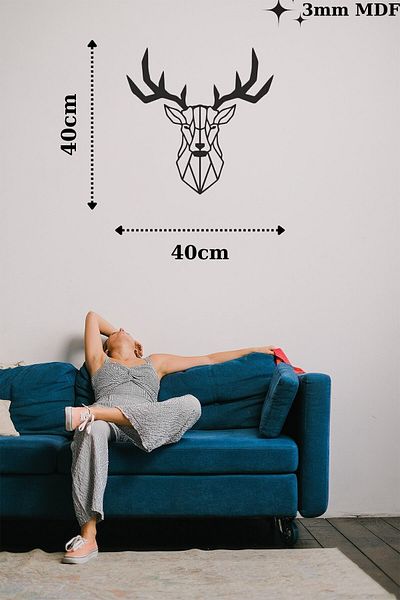 Numa Concept 40x40 Cm Laser Cut MDF Deer Head Wall Decoration