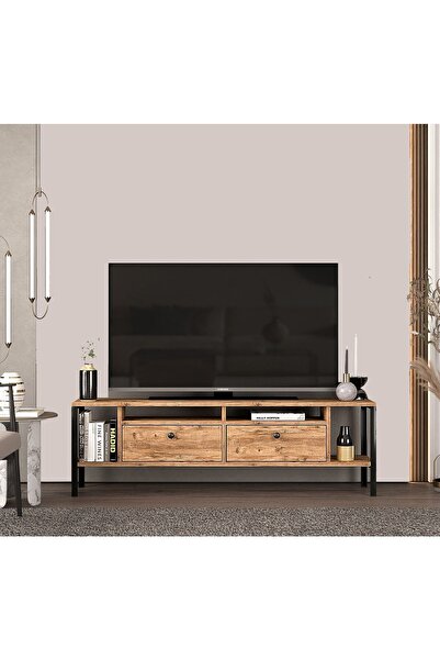 Ankara Mobilya Belinda Metal Ayaklı  Atlantik Çam 180 Cm Tv Ünitesi