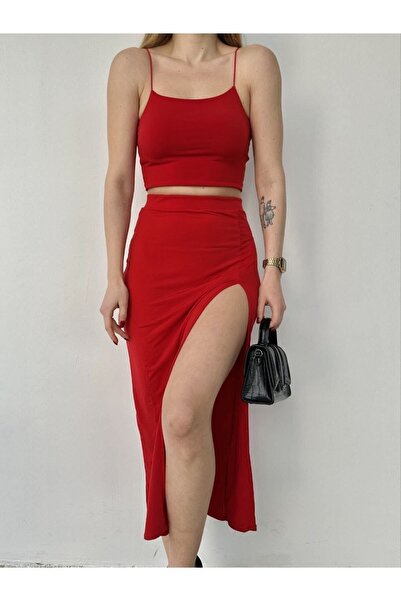 mymoda Side Slit Skirt Crop Set